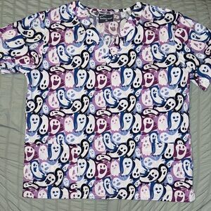 Ghost Print Women's Scrub Top